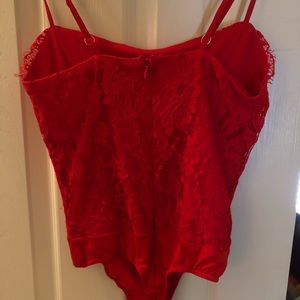 Lace red bodysuit